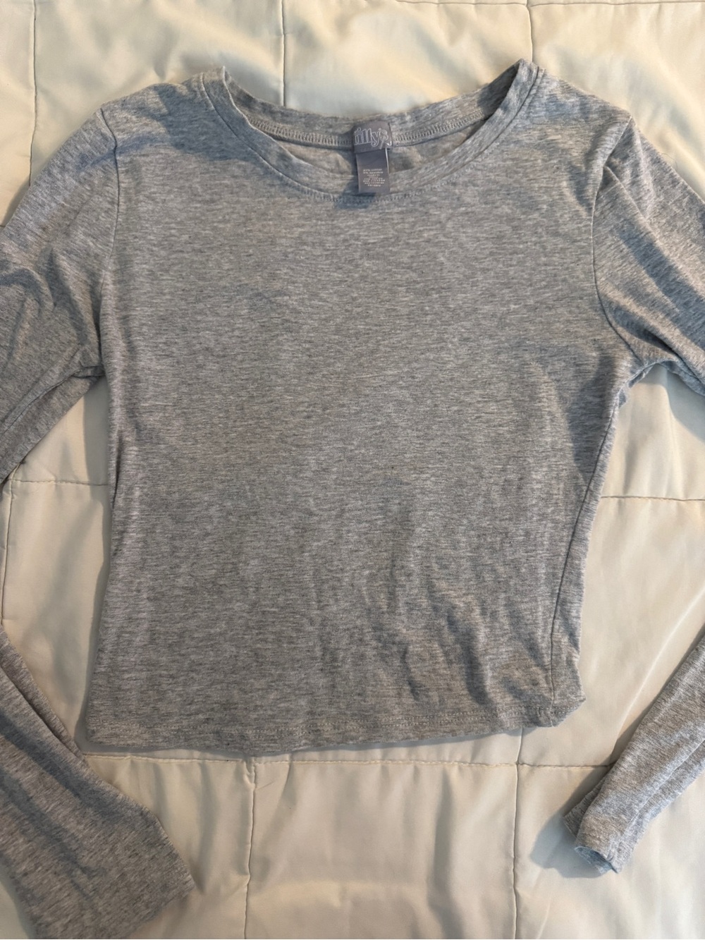 Tilly’s Light Gray Long Sleeve Crop Top